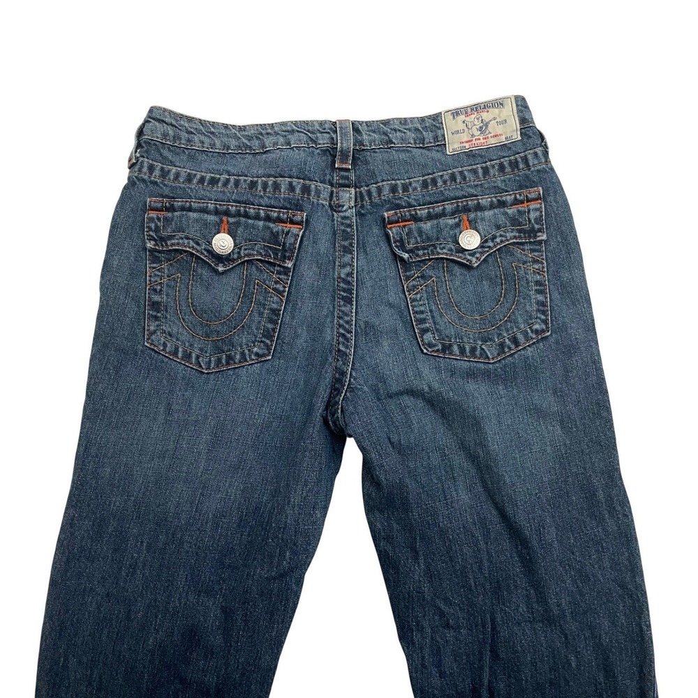 True Religion Straight Leg Jeans Boys Size 20 Blue Medium Wash Horseshoe Stitch